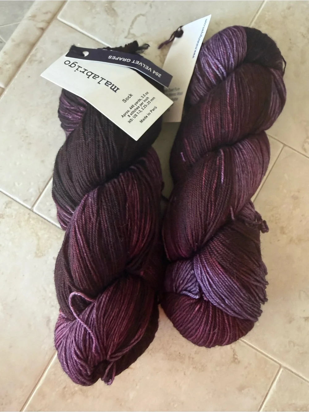 Malabrigo Velvet Grapes Sock Yarn - Deep Purple Blend